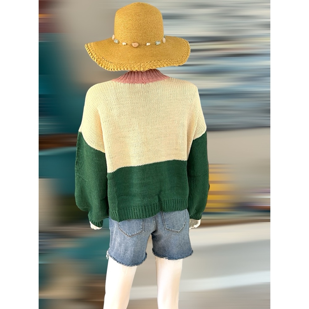 POLAGRAM Super cute color block cardigan S M L - Picture 4 of 5